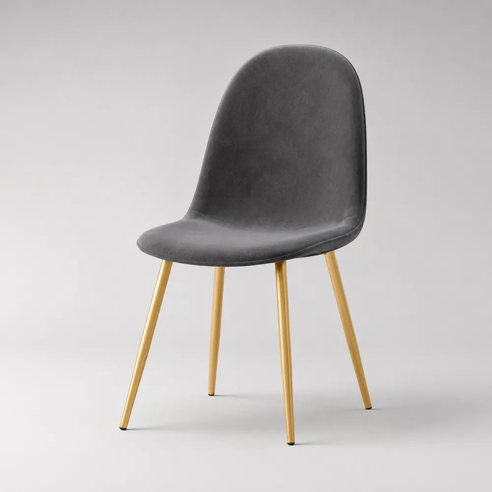 Gepolsterter Esszimmerstuhl aus Stoff und Metall, Anthrazit/Gold, 47 × 55 × 84 cm