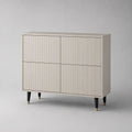 Sideboard mit 4 Türen und geriffelten MDF-Fronten, Beige, 100 × 40 × 100 cm