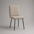 Gepolsterter Esszimmerstuhl mit Polyesterbezug und Stahlgestell, Beige/Schwarz, 48 × 56 × 84 cm