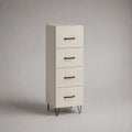 Schmale Schubladenkommode aus MDF und Spanplatte mit 4 Schubladen, Weiß/Schwarz, 40 × 35 × 110 cm