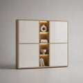 Sideboard mit LED-Beleuchtung aus MDF und Spanplatte, Beige/Weiß, 160 × 40 × 150 cm