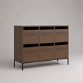 Sideboard mit 6 Klappfächern aus MDF mit Walnussfurnier, Braun/Schwarz, 120 × 40 × 100 cm