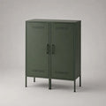 Sideboard-Metallschrank mit 2 Türen, Dunkelgrün, 100 × 40 × 120 cm